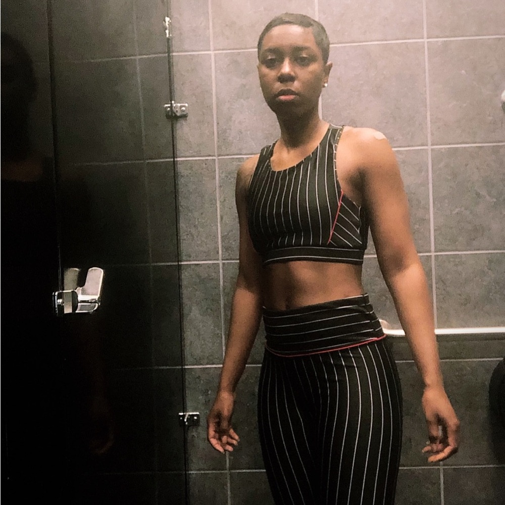 Striped Leggings & Sports Bra Matching Set